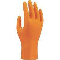 Gants jetables haute visibilit&eacute; 709HVO, 7/Petit, Nitrile, 8 mils, Sans poudre, Orange Oxford Builders Supplies Inc