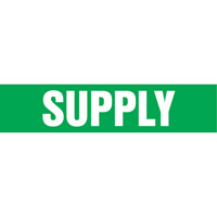 Marqueurs de tuyau "Supply", Autocollant, 4" h x 24" la, Blanc/vert Oxford Builders Supplies Inc