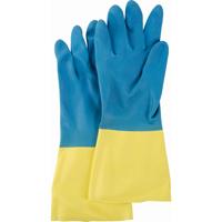 Two Tone NS53 Gloves, Size Medium/8, 13" L, Neoprene/Rubber Latex, Flock-Lined Inner Lining, 28-mil Oxford Builders Supplies Inc