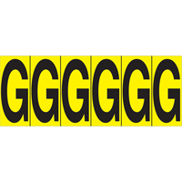 Individual Adhesive Letter Markers, G, 2-15/16" H, Black on Yellow Oxford Builders Supplies Inc