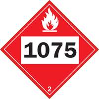 1075 Liquefied Petroleum Flammable Gas TDG Placard, Plastic Oxford Builders Supplies Inc