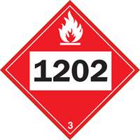 1202 Fuel Oil Flammable Liquid TDG Placard, Adhesive Vinyl Oxford Builders Supplies Inc