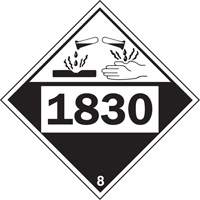 1830 Sulphuric Acid Corrosive Materials TDG Placard, Plastic Oxford Builders Supplies Inc