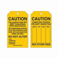 Scaffold Safety Tags, Polyester, 4" W x 7" H, English Oxford Builders Supplies Inc