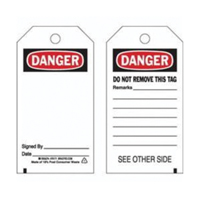 Accident Prevention Tags, Polyester, 3" W x 5-3/4" H, English Oxford Builders Supplies Inc