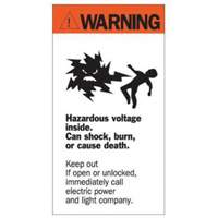 "Warning Hazardous Voltage" Sign, 8" x 4-1/2", Acrylic, English with Pictogram Oxford Builders Supplies Inc
