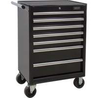 Industrial Tool Cart, 7 Drawers, 27" W x 18-3/4" D x 39" H, Black Oxford Builders Supplies Inc