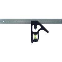 English/Metric Combination Square, 12" L, 1/16" Graduations, Steel, Chrome Plated Oxford Builders Supplies Inc