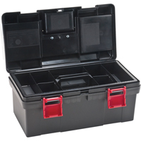 Plastic Tool Box, 17-1/2" W x 9-1/2" D x 8" H, Black Oxford Builders Supplies Inc