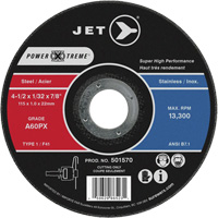 Meule &agrave; tronçonner Power-Xtreme A46PX, 4-1/2" x 1/16", Arbre de 7/8", Type 1, 13 300 Tr/min Oxford Builders Supplies Inc