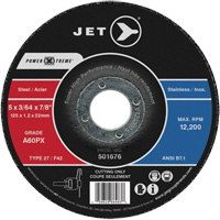 Meule &agrave; tronçonner Power-Xtreme A60PX, 5" x 3/64", Arbre de 7/8", Type 27, 12 200 Tr/min Oxford Builders Supplies Inc