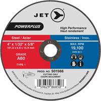 Powerplus Cut-Off Wheels for Die Grinders - Steel, 4" x 1/32", 5/8" Arbor, Type 1, 19100 RPM Oxford Builders Supplies Inc