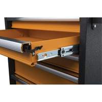 GSX Series Rolling Tool Cabinet, 6 Drawers, 36" W x 18-1/5" D x 37-2/5" H, Black/Orange Oxford Builders Supplies Inc