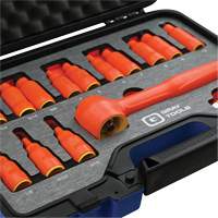3/8" Drive SAE & Metric Hex Bit Insulated Socket and Attachment Set, 1000 V, 16 Pcs Oxford Builders Supplies Inc