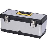 Coffre &agrave; outils portatif en acier inoxydable JPSTB-20, 9-63/100" P x 20" la x 8-7/8" h, Noir/Argent Oxford Builders Supplies Inc