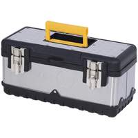 Coffre &agrave; outils portatif en acier inoxydable JPSTB-15, 6-1/4" P x 15" la x 7" h, Noir/Argent Oxford Builders Supplies Inc