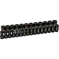 Jeu de douilles m&eacute;triques &agrave; 6 pans, 28 Mcx, Chocs, Prise de 3/4", Profond Oxford Builders Supplies Inc