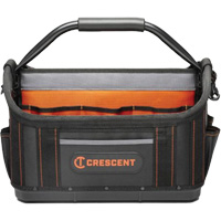 Sac ouvert de 17" pour outils d'ouvrier, Polyester, 25 pochettes, Noir/Orange Oxford Builders Supplies Inc