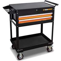 Chariot utilitaire, 2 tiroirs, 32-1/2" la x 42" h, Noir/Orange Oxford Builders Supplies Inc