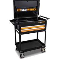 Chariot utilitaire, 2 tiroirs, 32-1/2" la x 42" h, Noir/Orange Oxford Builders Supplies Inc