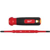 2-in-1 1000V Insulated Flip Shank Multi-Bit Screwdriver, 8-4/5" L, Cushion Grip Handle Oxford Builders Supplies Inc