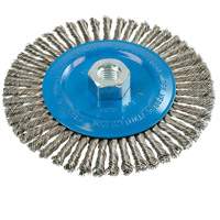 Brosse &agrave; fils &eacute;troits nou&eacute;s et torsad&eacute;s, Dia. 6", Fils 0,02", Arbre 5/8"-11, Aluminium/Acier inoxydable Oxford Builders Supplies Inc