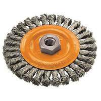 Brosse rotative &agrave; fils nou&eacute;s large, Dia. 4", Fils 0,02", Arbre 5/8"-11, Acier Oxford Builders Supplies Inc
