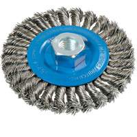 Brosse rotative &agrave; fils nou&eacute;s large, Dia. 4-1/2", Fils 0,02", Arbre 5/8"-11, Aluminium/Acier inoxydable Oxford Builders Supplies Inc
