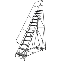 All Directional Rolling Ladder, 13 Steps, 24" Step Width, 130" Platform Height, Steel Oxford Builders Supplies Inc