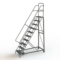 Heavy Duty Rolling Ladder, 10 Steps, 24" Step Width, 100" Platform Height, Steel Oxford Builders Supplies Inc