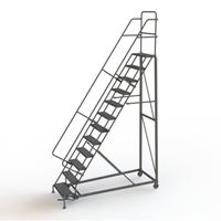 Heavy Duty Rolling Ladder, 12 Steps, 24" Step Width, 120" Platform Height, Steel Oxford Builders Supplies Inc