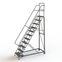 Heavy Duty Rolling Ladder, 11 Steps, 24" Step Width, 110" Platform Height, Steel Oxford Builders Supplies Inc
