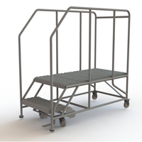 Mobile Work Platform, Steel, 2 Steps, 20" H, 47" D, 24" Step, Serrated Oxford Builders Supplies Inc