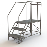 Mobile Work Platform, Steel, 3 Steps, 30" H, 47" D, 24" Step, Serrated Oxford Builders Supplies Inc