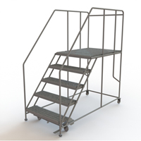 Mobile Work Platform, Steel, 5 Steps, 50" H, 48" D, 36" Step, Serrated Oxford Builders Supplies Inc