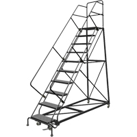 Safety Slope Rolling Ladder, 9 Steps, Perforated, 50° Incline, 90" High Oxford Builders Supplies Inc