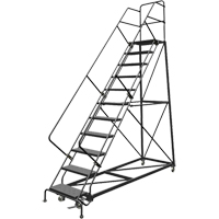 Safety Slope Rolling Ladder, 11 Steps, Perforated, 50° Incline, 110" High Oxford Builders Supplies Inc