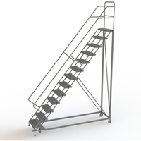 Safety Slope Rolling Ladder, 13 Steps, Serrated, 50° Incline, 130" High Oxford Builders Supplies Inc