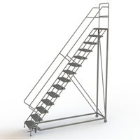 Safety Slope Rolling Ladder, 14 Steps, Serrated, 50° Incline, 140" High Oxford Builders Supplies Inc