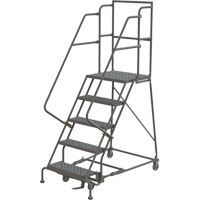Deep Top Step Rolling Ladder, 5 Steps, 24" Step Width, 50" Platform Height, Steel Oxford Builders Supplies Inc