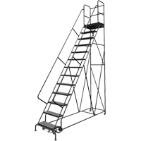 Deep Top Step Rolling Ladder, 13 Steps, 24" Step Width, 130" Platform Height, Steel Oxford Builders Supplies Inc