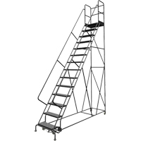 Deep Top Step Rolling Ladder, 14 Steps, 24" Step Width, 140" Platform Height, Steel Oxford Builders Supplies Inc