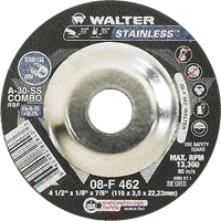 Depressed Centre Grinding Wheels - Stainless Type 27, 4-1/2" x 1/8", 7/8" Arbor, Type 27 Oxford Builders Supplies Inc