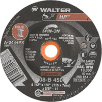 HP Spin-On Grinding Wheel, 4-1/2" x 1/4", 5/8"-11 Arbor, Type 27S Oxford Builders Supplies Inc
