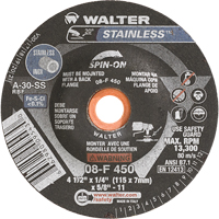 Depressed Centre Grinding Wheels - Stainless Type 27, 4-1/2" x 1/4", 5/8"-11 Arbor, Type 27S Oxford Builders Supplies Inc