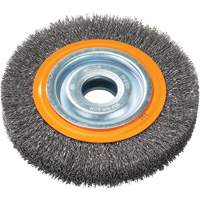 Crimped Wire Bench Wheel Brush, 6" Dia., 0.0118" Fill, 1/2" - 1/4" Arbor Oxford Builders Supplies Inc