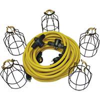 LED String Lights with Connector, 5 Lights, 50' L, Metal Housing Oxford Builders Supplies Inc
