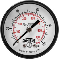 Manom&egrave;tre &eacute;conomique,  2", 0 - 100 psi, Fixation arri&egrave;re, Analogique Oxford Builders Supplies Inc